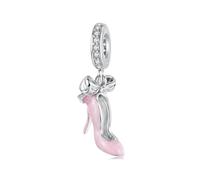 Charm colgante de tacones altos rosa, abalorios de plata esterlina 925 para pulsera, collar de pulsera Pandora compatible con