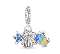Charm colgante de tortuga y estrella de mar, accesorio de pulsera de plata de ley 925, collar de pulsera Pandora compatible con, regalo para mujeres