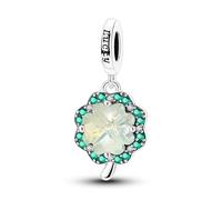 Charm colgante de trébol de cuatro hojas brillante, accesorio de pulsera de plata de ley 925, compatible con con collar de pulsera Pandora