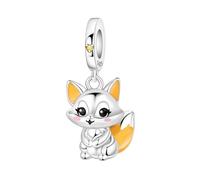 Charm colgante de zorro pequeño, Charm para pulsera, collar de pulsera Pandora compatible con