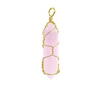Charm colgante hexagonal envuelto en alambre de cobre Alambre de latón envuelto en joyería de bricolaje Fabricación de un encanto colgante de piedra único Hágalo usted mismo: cuarzo rosa