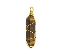 Charm colgante hexagonal envuelto en alambre de cobre Alambre de latón envuelto joyería de bricolaje Fabricación de un colgante de piedra único Charm Do By Yourself-Tiger eye