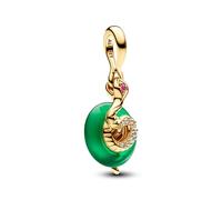 PANDORA Moments 763617C01 - Colgante de serpiente de cristal de Murano verde con aleación de metal chapado en oro, compatible con pulseras Moments y ME, Grün, Plata de ley, Circonita cúbica