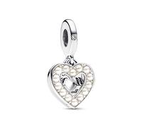 Pandora Charm colgante Doble Corazón 792649C01 Blanco anacarado