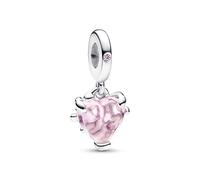 Pandora Moments Colgante con diseño de árbol genealógico de plata de ley con elegante circonitas cúbicas en rosa fantasía y cristal rosa con sombreado rosa intenso
