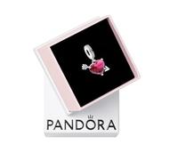 Pandora Moments Colgante con diseño de corazón y flecha de plata de ley con circonita cúbica transparente y cristal de Murano rojo aventurina