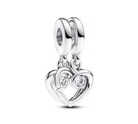 Pandora Moments Colgante divisible con diseño de corazón de plata de ley con circonita cúbica transparente