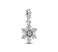 Pandora Charm colgante Moments 794142C01 doble copo de nieve opalescente plata de ley