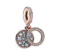Pandora Charm Colgante Doble Disco Azul Claro Brillante 789186C03