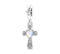 Charm con colgante de cruz retro, accesorio de pulsera con dijes de plata de ley 925, compatible con con Pandora Bracelet Neckalce