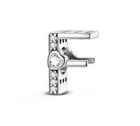 Charm con letra F y corazón, accesorio de pulsera con dijes de plata esterlina 925, compatible con con Pandora Bracelet Neckalce, regalo para mujeres