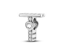 Charm con letra y corazón en T, accesorio de pulsera con dijes de plata esterlina 925, collar de pulsera Pandora compatible con, regalo para mujeres