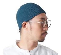 CHARM Cráneo Gorra Islam Gorros Beanie Sombrero Kufi Mano Hecho Hombres Azul L