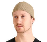 CHARM Cráneo Gorra Islam Gorros Beanie Sombrero Kufi Mano Hecho Hombres Beige L