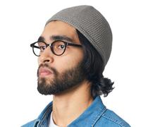 CHARM Cráneo Gorra Islam Gorros Beanie Sombrero Kufi Mano Hecho Hombres Gris Carbón M