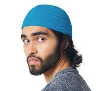 CHARM Cráneo Gorra Islam Gorros Beanie Sombrero Kufi Mano Hecho Hombres Turquesa M