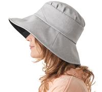 CHARM Damas Sombrero para El Sol Sombrero Verano Playa Japonés Diseño Ancho ala UV Protección Gris Claro