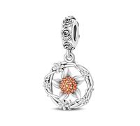 Charm de adorno en forma de gota envuelto en flores, accesorio de pulsera con abalorio plateado, collar de pulsera Pandora compatible con, regalo para mujeres