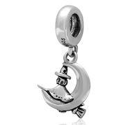 Charm de bruja de plata de ley 925 con diseño de escoba de Halloween para pulsera Pandora