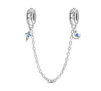 Charm de cadena de seguridad con dosel de estrella brillante, Charm para pulsera, compatible con Pandora Bracelet Neckalce