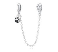 Charm de cadena de seguridad de doble pata, accesorio de pulsera de plata de ley 925, compatible con Collar de pulsera Pandora