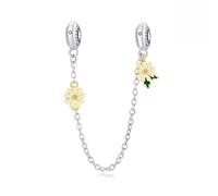 Charm de cadena de seguridad de margarita, accesorio de pulsera con dijes de plata de ley 925, compatible con Collar de pulsera Pandora
