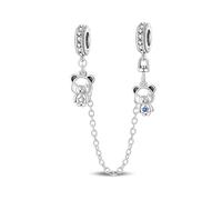 Charm de cadena de seguridad para pareja de osos, Charm para pulsera, compatible con Collar de pulsera Pandora