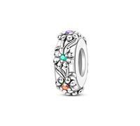 Charm de clip de soporte de lóbulo estilo margarita multicolor, Charm de cuentas de plata esterlina 925 auténtica, pulsera Pandora compatible con