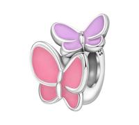 Charm de collar con cuentas de mariposa bailando, accesorio de pulsera con dijes chapado en plata, collar de pulsera Pandora compatible con, regalo para mujeres