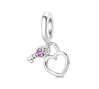 Charm de cuentas con cerradura de corazón, Charm de cuentas de plata esterlina 925 auténtica, compatible con con pulsera Pandora