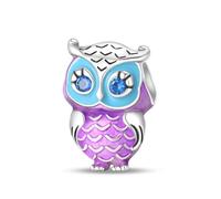 Charm de cuentas de búho, accesorio de pulsera con dijes de plata esterlina 925, collar de pulsera Pandora compatible con, regalo para mujeres