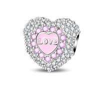 Charm de cuentas de corazón premium, Charm para pulsera, collar de pulsera Pandora compatible con