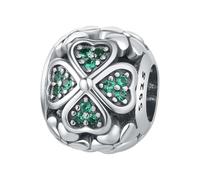 Charm de cuentas de cuatro hojas, accesorio de pulsera con dijes de plata de ley 925, compatible con con Pandora Bracelet Neckalce
