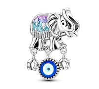 Charm de cuentas de elefante azul, Charm para pulsera, collar de pulsera Pandora compatible con
