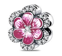 Charm de cuentas de flor rosa otoñal, accesorio de pulsera con dijes de plata esterlina 925, collar de pulsera Pandora compatible con, regalo para mujeres