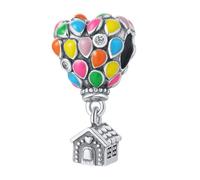 Charm de cuentas de globo aerostático en forma de corazón, accesorio de pulsera de plata de ley 925, compatible con Collar de pulsera Pandora