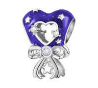 Charm de cuentas de globo de amor púrpura, accesorio de pulsera de plata esterlina 925, compatible con Collar de pulsera Pandora