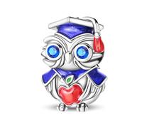 Charm de cuentas de graduado de búho, Charm para pulsera, collar de pulsera Pandora compatible con