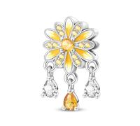 Charm de cuentas de margarita amarilla, Charm para pulsera, collar de pulsera Pandora compatible con