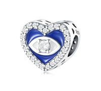 Charm de cuentas de ojo de diablo en forma de corazón, accesorio de pulsera de plata esterlina 925, collar de pulsera Pandora compatible con, regalo para mujeres