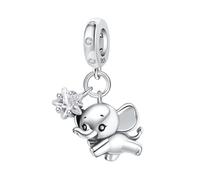Charm de elefante persiguiendo estrellas, Charm para pulsera, collar de pulsera Pandora compatible con
