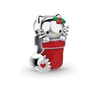 Charm de gato blanco en plata de ley 925 compatible con pulseras Pandora, Trollbeads, Chamilia, Biagi y muchas otras pulseras de charms británicas.