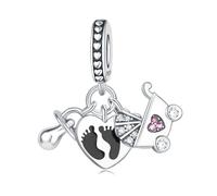 Charm de huella de chupete, accesorio de pulsera de plata de ley 925, collar de pulsera Pandora compatible con, regalo para mujeres