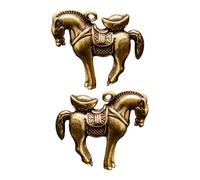 Charm de Llavero Caballo de Guerra de Latón Dorado, 2 Piezas