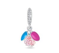 Charm de luciérnaga rosa, accesorio de pulsera de plata de ley 925, collar de pulsera Pandora compatible con, regalo para mujeres