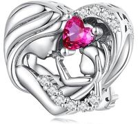 Charm de Madre e Hija para Pulsera de Pandora-Abalorio de Plata Corazón Rosa Regalo para Mujeres Madres, dia de la madre,regalo amiga