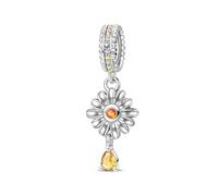 Charm de margarita floreciente, Charm para pulsera, collar de pulsera Pandora compatible con