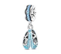 Charm de mariposa de zapato de ballet azul, Charm para pulsera, collar de pulsera Pandora compatible con
