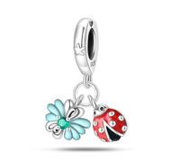 Charm de mariquita, accesorio de pulsera con dijes de plata esterlina 925, collar de pulsera Pandora compatible con, regalo para mujeres