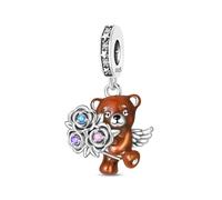 Charm de oso rosa, Charm para pulsera, collar de pulsera Pandora compatible con